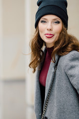 Woman standing on the street with blur background