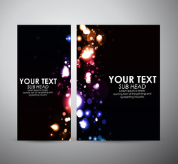 Abstract colorful bokeh on Brochure business design template or roll up.