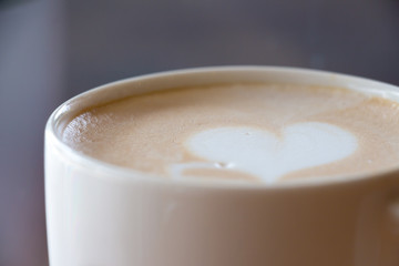 Closeup latte coffee cup 