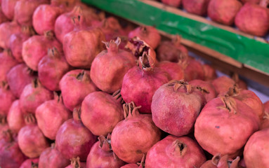Dry pomegranates for sale at city market. Baku. Azerbaijan