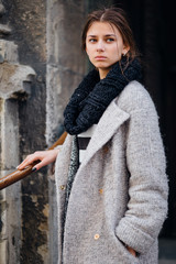 Portrait of beautiful woman standing on the street