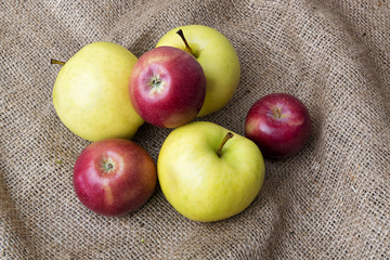 Ripe red and green apples