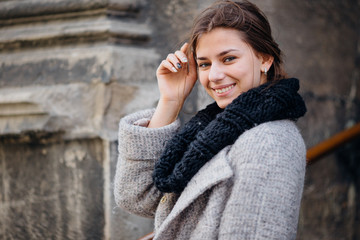 Portrait of beautiful woman standing on the street