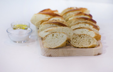 Bread with olive oil and salt