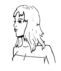 Lijntekening van zijkant vrouw