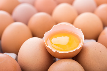 chicken egg yolk on eggs