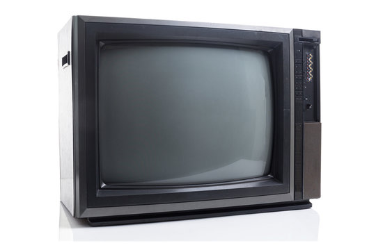 Vintage Television with shadow on white