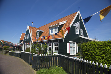 Old fishing green cottages on the island of Marken
