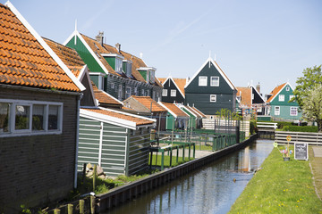 Old fishing green cottages on the island of Marken