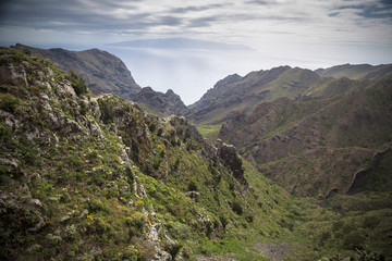 View of Masca village with palms and mountains