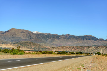 View of the Middle Atlas Mountains near town of Oulad Mkoudou