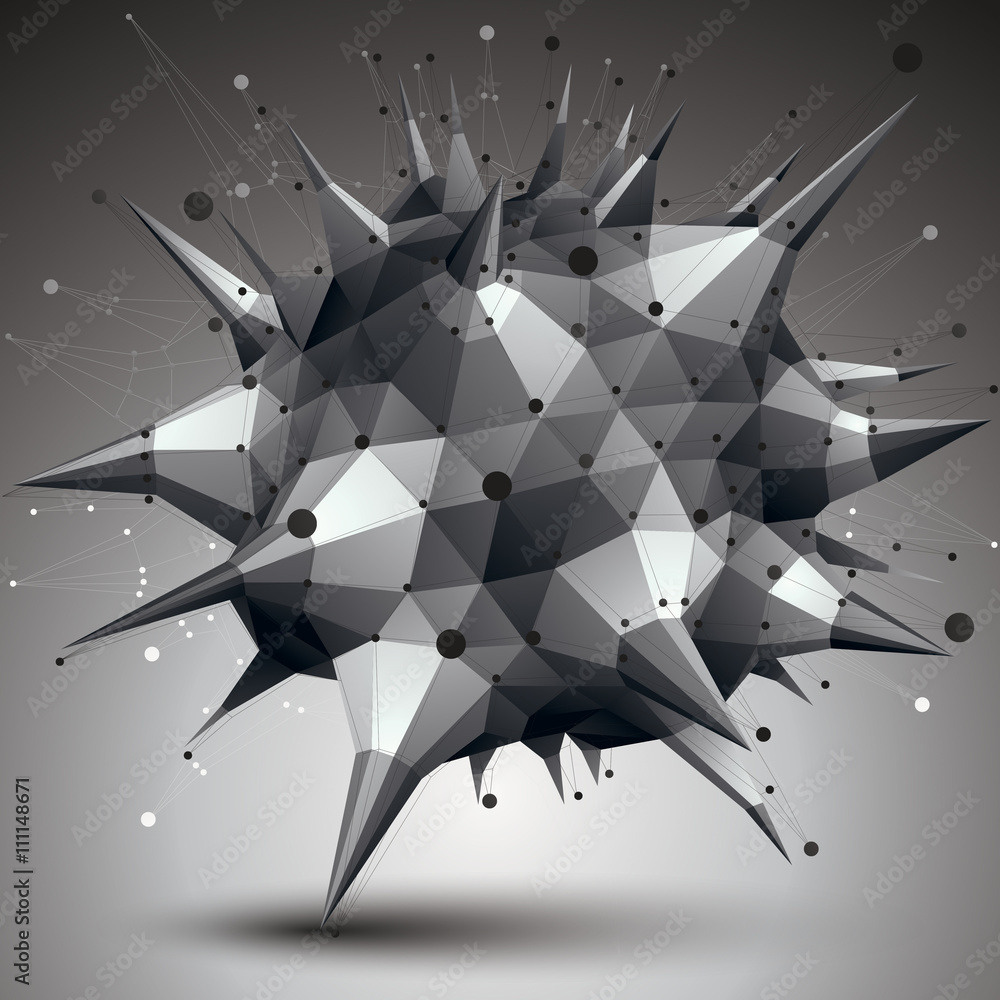 Poster vector digital 3d abstraction, lattice geometric polygonal element