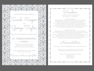 Silver Wedding Invitation Card Invitation with ornaments 