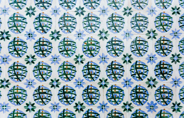 Texture of traditional Portuguese tiles on the wall