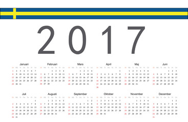 Swedish 2017 year vector calendar