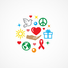 Charity illustration with icons