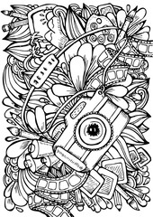Vector hand drawn pattern for coloring book.