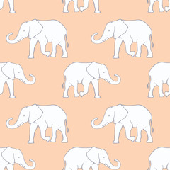 Seamless pattern with decorative elephants