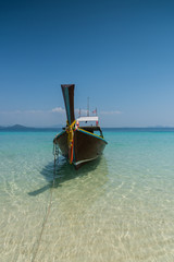 Thai boat longtail boat on the sea beach