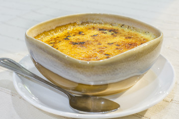 Creme brulee catalan traditional French vanilla cream dessert