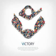 victory  people sign 3d