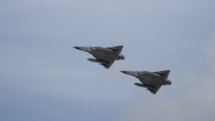 Pair of jet fighters in flight