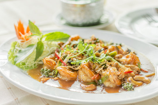 Deep Fried Shrimp with Tamarind Sauce delicious Thai food.