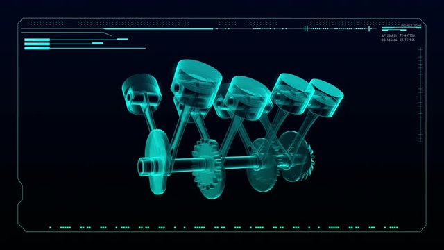 Automobile Technology. Engine piston X-ray Top view.