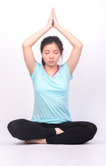Fototapeta na wymiar young women do yoga, isolated background