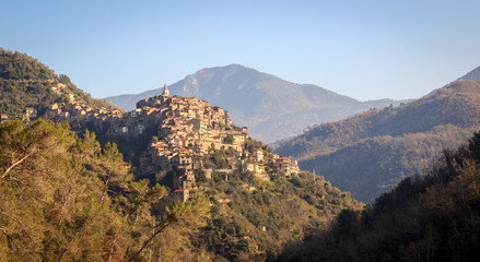 Apricale, one of the most beautiful medieval hill top village, Liguria,Italy
