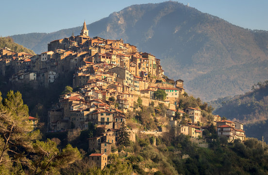 Apricale, one of the most beautiful medieval hill top villages, Liguria,Italy