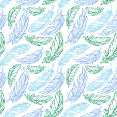 Seamless pattern with decorative feathers