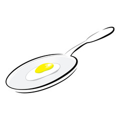 fried egg and pan illlustration