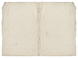 Two open paper blank pages. Vintage book texture for design.