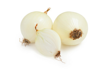 Onions isolated on white background.