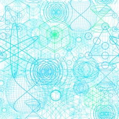 Sacred geometry symbols and elements wallpaper seamless pattern