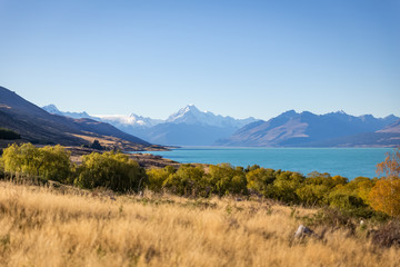 Mt. Cook and lake Pukaki at Peter lookout