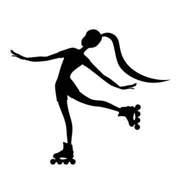 recommend clip art: Isolated silhouette of a girl on roller skates. Vector illustration. 