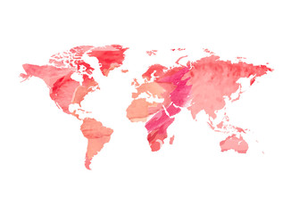 Brush strokes on the world map. Vector illustration.