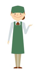 スーパー　店員　女性　全身　働く人々
