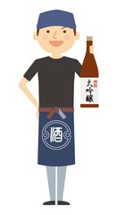 酒屋　男性　全身　働く人々　Japanese