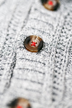 Button On Cardigan, Close Up..