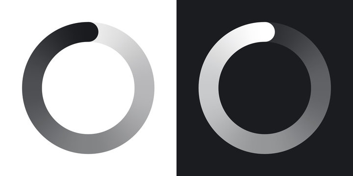 Circular loading icon, vector. Two-tone version on black and whi