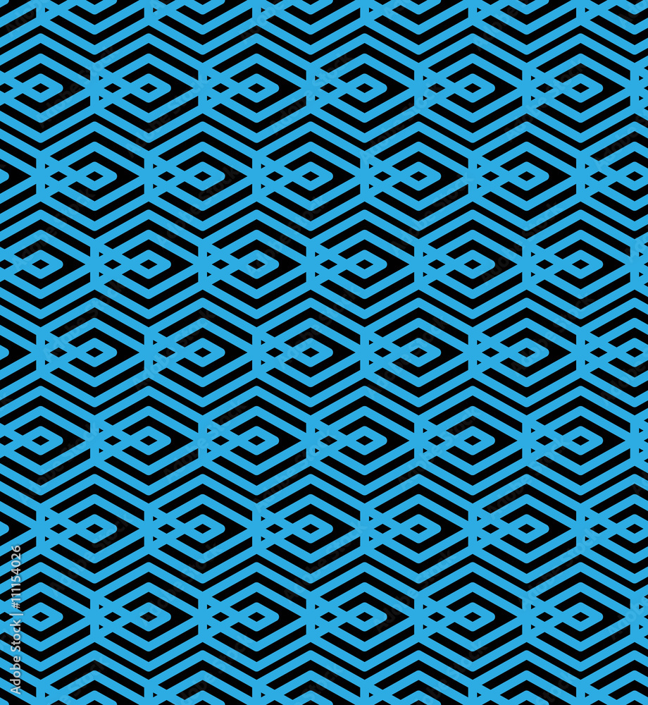 Poster blue abstract seamless pattern with interweave lines. vector