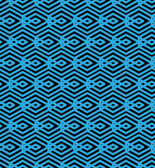 Blue abstract seamless pattern with interweave lines. Vector
