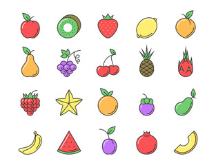 Fresh fruit icon color set