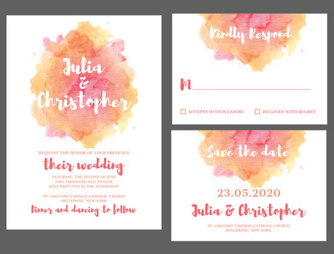 Watercolor Wedding Invitation Card 