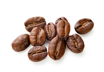 Coffee beans isolated on white background