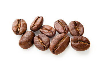 Coffee beans isolated on white background