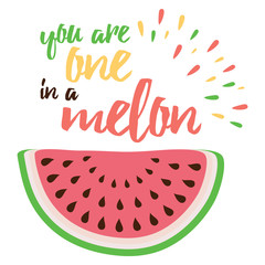 Hand drawin vector abstract fruit. Watermelon print. Sign.